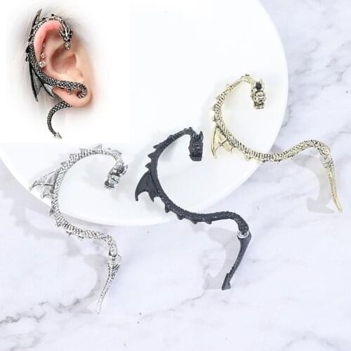 1pcs Fashion Retro Flying Dragon Clip On The Ears Hip Hop Punk Earmuffs Earrings For Women Female Ear Hooks Pierced Ear Clips