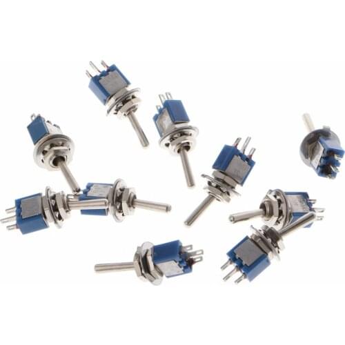 10 Pcs AC 250V/1.5A 125V/3A SPDT 3-Pin On/On 2 Position Mini Toggle Switch Blue Switches