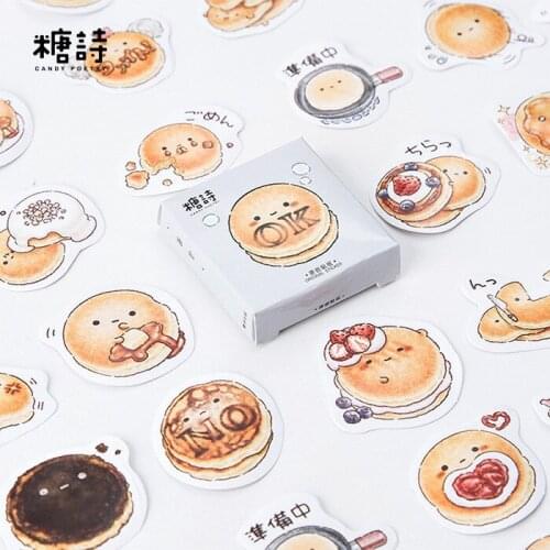 45PCS/box Cute New Creative Bread Album Paper Lable Stickers Crafts And Scrapbooking Decorative Lifelog Sticker Stationery