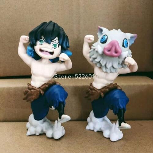 8cm Demon Slayer Anime Figure GK Hashibira Inosuke Action Figure Kimetsu No Yaiba Agatsuma Zenitsu Figurine Model Doll Gift