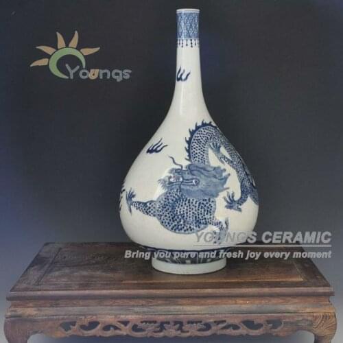 Antique style porcelain dragon vase with Qing KangXi Mark for collection