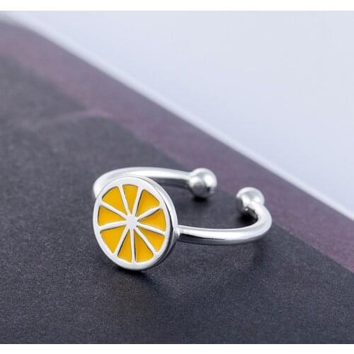 Free Shipping Silver Color Fruit Lemon Rings Orange Open Rings Jewelry anillo de plata anello