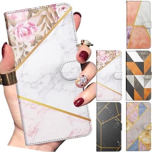 For Samsung S21 Ultra Plus S20 FE 5G Laether Case Marbling Wallet Galaxy Cover