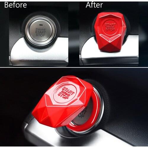 Car Engine START Button Decoration Cover Red Ignition Switch Protection Cover Keyless Button Car Interior Accessories Universal
