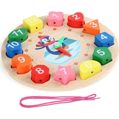 Wooden Digital Alarm Clock Jigsaw Develop Kids Digital /shape /color Cognition