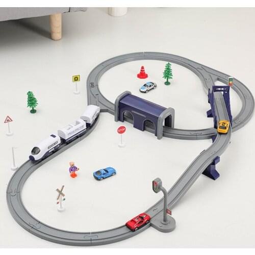 Kids Electric Train Toys Plastic Railway Train Track Set Rail Car Toys Compatible With Wooden Train Track for Children Toys