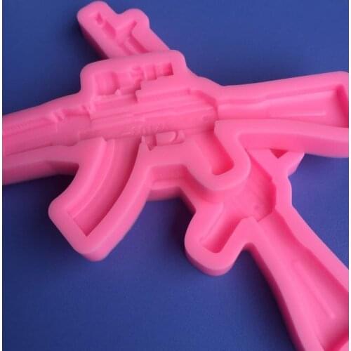 DIY chocolate liquid Machine gun silicone cake fandont baking tools mold processing production of fine rifle shape