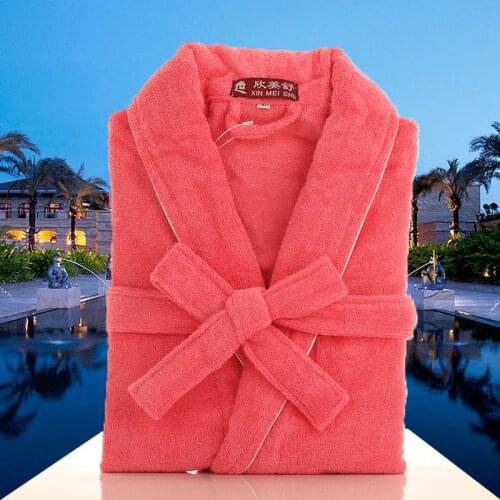 Bathrobe Women Winter 100% Cotton Towel Lengthened Shawl Bathrobe Home Clothes Long Sleeved Robe Coat Peignoir Femme Bademantel