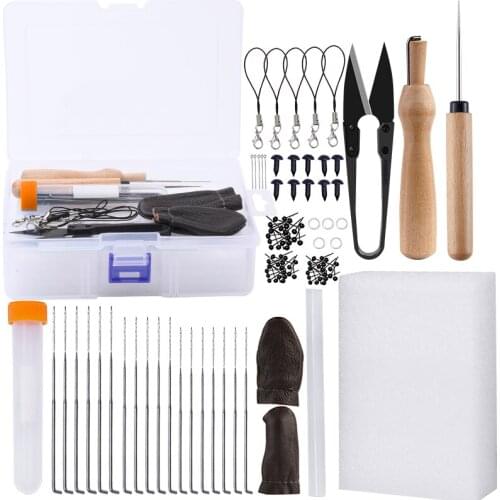 LMDZ 54 Pcs Needle Felt Supplies with Felt Needles of 3 Sizes,Plastic Storage Box Plastic Safety Eyes and Noses for Felt Craft
