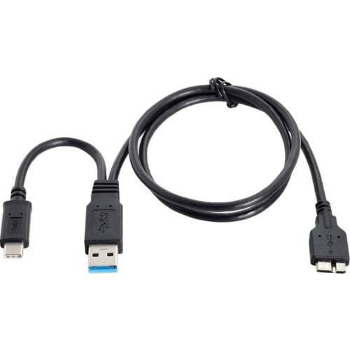 CYSM Micro USB 3.0 Target Data Cable to Combo USB-C USB 3.1 Type-C & USB3.0 Type-A Host for Disk