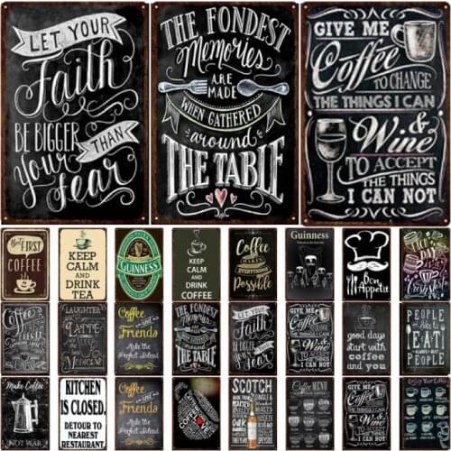 Coffee Sign Vintage Metal Sign Plaque Metal Vintage Wall Decor For Kitchen Coffee Bar Cafe Retro Tin Sign Metal Posters