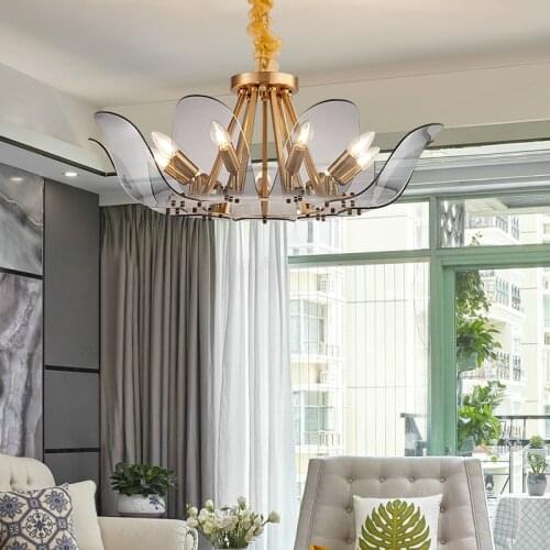 Postmodern personality creative chandelier light luxury Nordic glass wrought iron living room dining room bedroom lamps