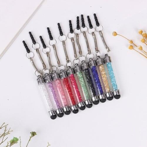 Hot sale 1pc Tablet Stylus Pen Diamonds 3.5mm Earphone Port Dust Plug Mobile Phone Touch Pen