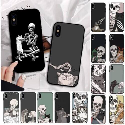 MaiYaCa Cute Cartoon Skull Cat Phone Case for iPhone 11 12 pro XS MAX 8 7 6 6S Plus X 5S SE 2020 XR cover