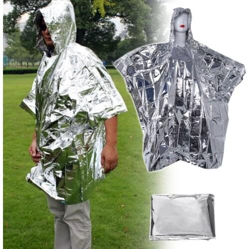 Multi-functional Foil Poncho Raincoat Waterproof Outdoor Survive Rescue Blanket