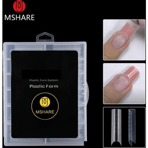 MSHARE C Curve Dual Forms Arch Top Plastic Nail Extension Acrylgel Half Cover Acrylic Gel Extended False Tips 12 Size 120pcs