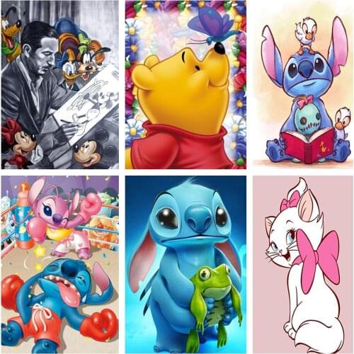 Disney 5D DIY Diamond Painting Cartoon Character Pooh Square/Round Rhinestone Mosaic Cross Stitch Kit Decorative Painting