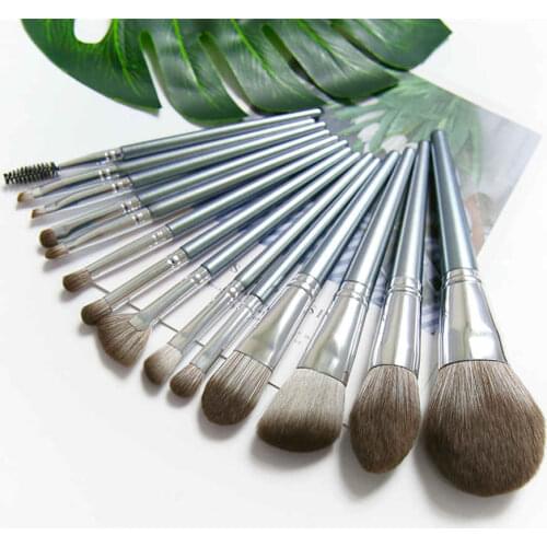14 Pieces Bionic Solid Wool Wood Handle Cosmetic Brush Set Beauty Makeup Tools E576