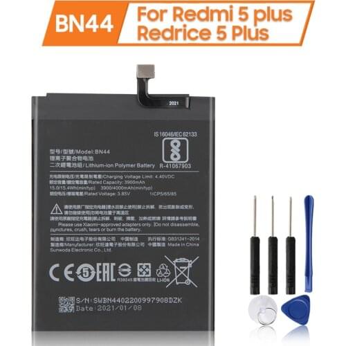 XiaoMi Original Replacement Battery BN44 For Xiaomi Mi Redmi 5 plus 5.99" Redrice 100% New Authentic Phone Battery 4000mAh