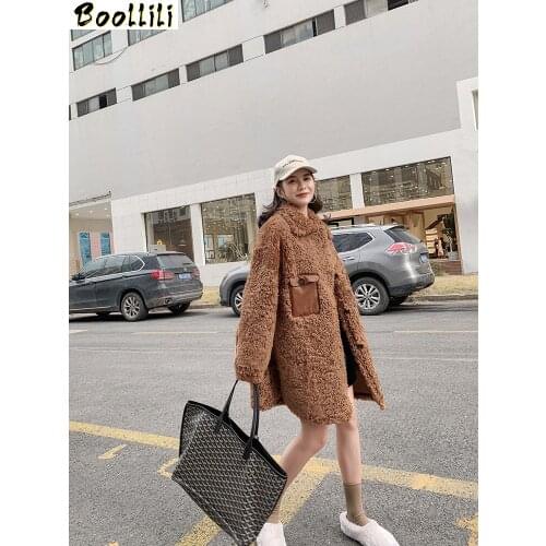 Boollili Natural Fur Coat Women 100% Wool Jacket Women Clothes 2020 Parka Real Fur Winter Coat Women Real Leather Jacket