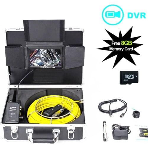 7 inch LCD 23mm Lens Industrial Endoscope 20M Cable 12Pcs LED Lights Drain Pipe Inspection Snake Video Camera With DVR Function