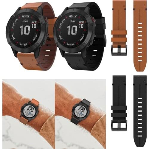 Men Genuine Leather Replacement Strap Quick Release Strap For Garmin Fenix 5X/6X/5S/6S Watch Accessories 20/22/26mm Strap