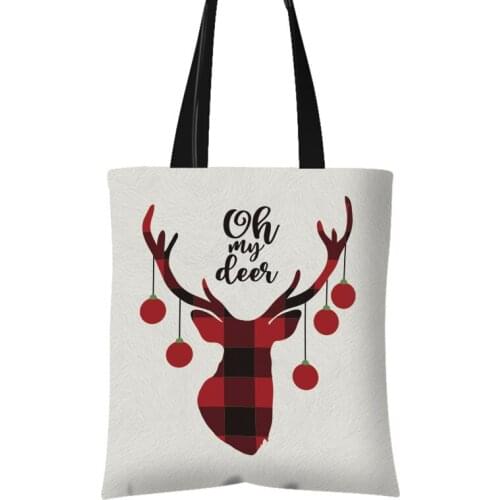 Christmas Women Foldable Storage Bag Portable Reusable Grocery Storage Bag Shopping Bag Large Capacity Casual Totes Storage Bags