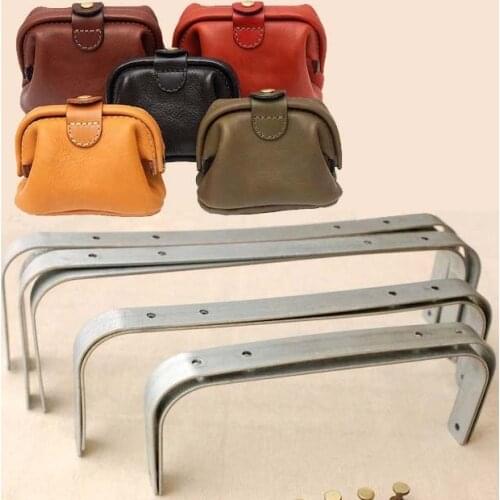 30cm Manual Leather Wear Doctor Gold Leather Bag Metal Frame Screw Clutch Frame Arc Handcraft Vintage Handbag Diy Accessories