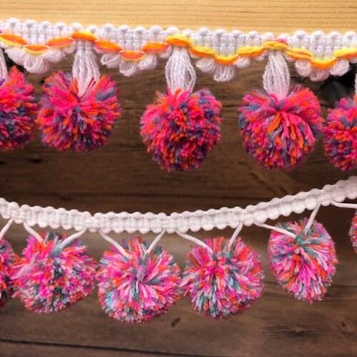 Sew By Hand Material Lace Fabric Pompom Trim Pom Pom Decoration Tassel Ball Fringe Ribbon Sewing Accessories