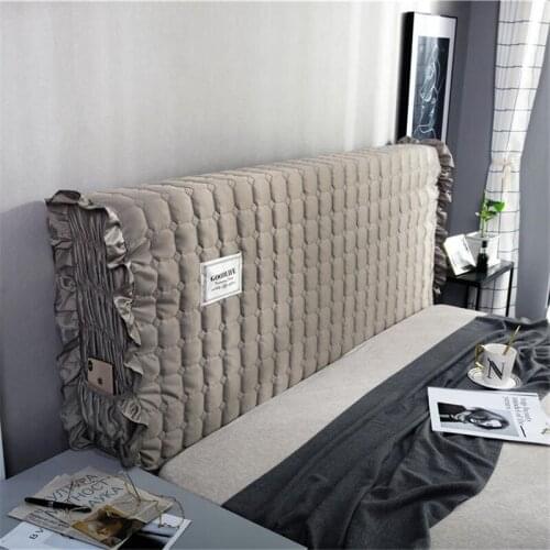 Thicken Quilted Headboard Slipcover Bedside Backrest Protector Solid Color Bedspread Dustproof Bed Head Cover for Bedroom