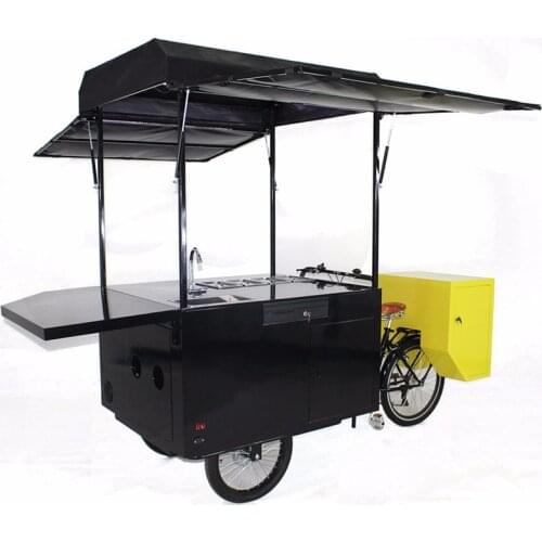 T04C Pedal and electric type mobile outdoor coffee bike fast food cart with water sink coffee tricycle bike for sale