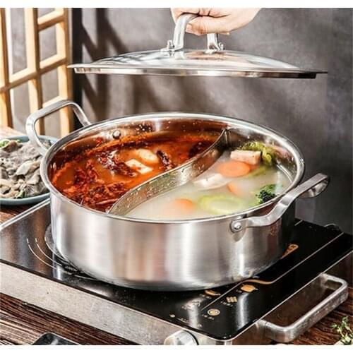 Thickened 304 stainless steel two flavors hotpot special hot pot for induction cooker pots for cooking soup dumpling noodles pot