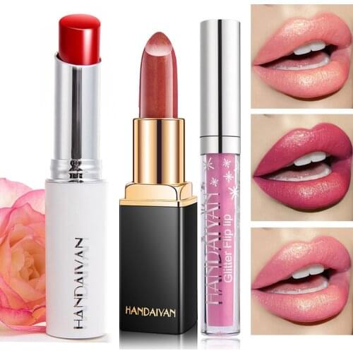 Waterproof Shimmer Lip Stick Glitter Lipstick Red Lips Makeup Matte Long Lasting Lipsticks Lipgloss Cosmetic Make Up Lip Gloss