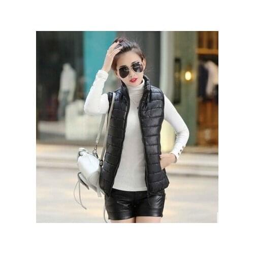 Woman Parkas Vest 2021 New Casual womens Collar Vest Spinning Cotton Vest Pure Color Female Factory Winter Jacket Women QK005