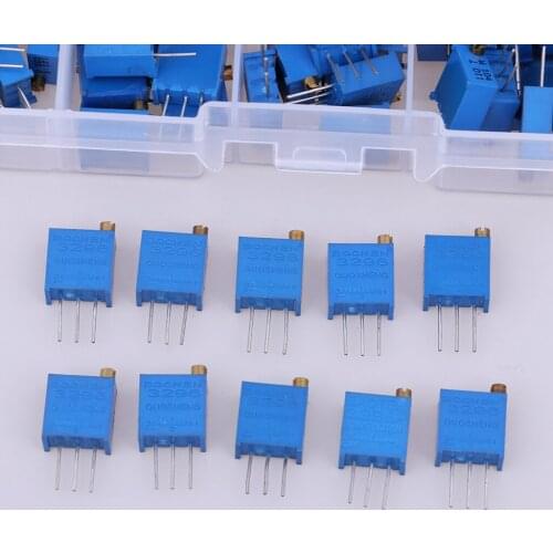 100Pcs 3296 Multiturn Variable Potentiometer Trimmer Pot Resistor x 10Values