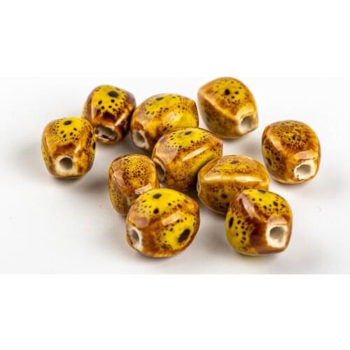 13# 20pcs Yellow Ceramic DIY Beads Unique Shape Scattered Beads Colorfull Glaze Bead #A220B