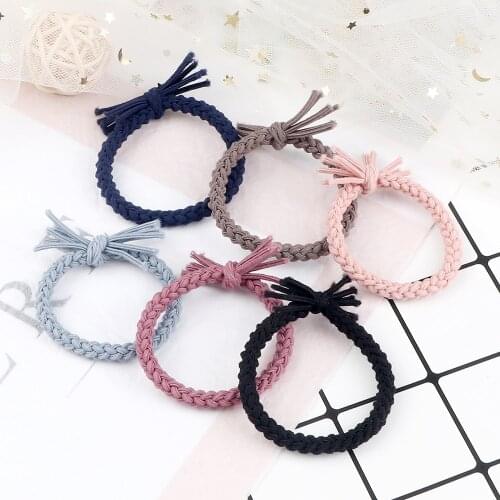 2Pcs/Lot Colorful Braid Twist Hair Band Women Girls Hair Ring Rope Rubber Tie Fashion Hair Accessories Ponytail Holder Scrunchie