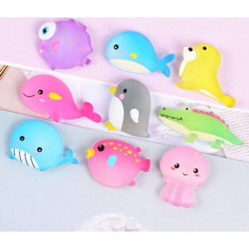 20pcs Cartoon Ocean Series Resin Color Figurines DIY Craft Supplies Phone Shell Patch Arts Material Ornaments Home Accessories