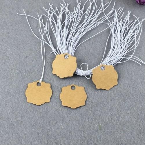 50Sets Brown Kraft Paper Tags With White Strings for Jewelry Box Festival Gifts Candy Cake Carrying Cases Decoration Hang Tags