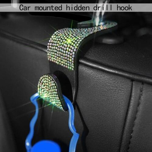 Car Seat Back Hook Auto Back Universal Headrest Mount Storage Holder Diamond Decored Rhinestones Hanger Car Interior Accessories
