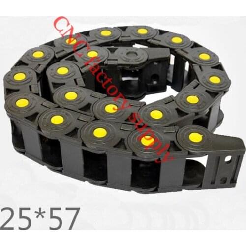 Free Shipping Yellow spot 1M 25*57 mm Plastic Cable Drag Chain For CNC Machine,Inner diameter opening cover,PA66