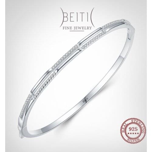 Beitil Exquisite Genuine 925 Sterling Silver Clear Zircon Bracelets For Women Girl Cute Accessories Fashion Minimalist Jewelry