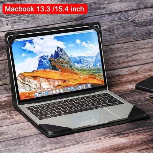 15.4 HP Laptop Sleeve for Macbook Air 13 Pro 13.3 Book Computer Full Fit Genuine Leather Briefcase Men Pack Carrying Handbags