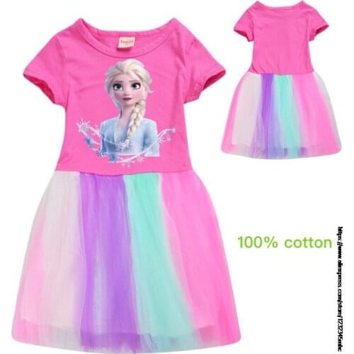 Disney Kids Dress For Girls Children Birthday Party Dress Suits Frozen Elsa Dresses Flower Girls Wedding Dress Vestidos 1-12Y