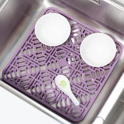 Farmhouse Bottom Drying Durable Bowl Kitchen Grid Drain Ceramic Multicolor Dish Silicone Pad Heat Resistant Sink Protector Mat