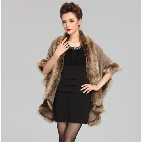 Hot Sale New Fashion Cashmere Imitation Fox Fur Coat Cardigan Women Poncho Knitted Sweater Lady Scarves Free Shipping FF035
