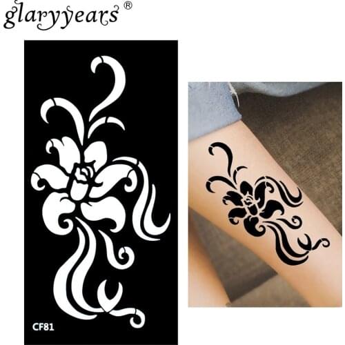 Glaryyears Henna Tattoo Stencil Flower Pattern Paste Drawing Lady Small Body Art Tattoo Stencil Sexy Product Waterproof HN-CF81