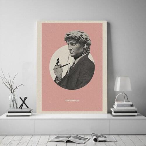 Le mur est décoré par l'artiste David, impressions HD de Michel-Ange, images modulaires minimalistes, affiches vintage, peinture