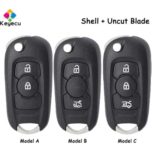 KEYECU Flip Remote Control Car Key Shell Case Cover With 2/ 3 Buttons HU100 Blade - FOB for Opel Vauxhall Astra K 2015 2016 2017