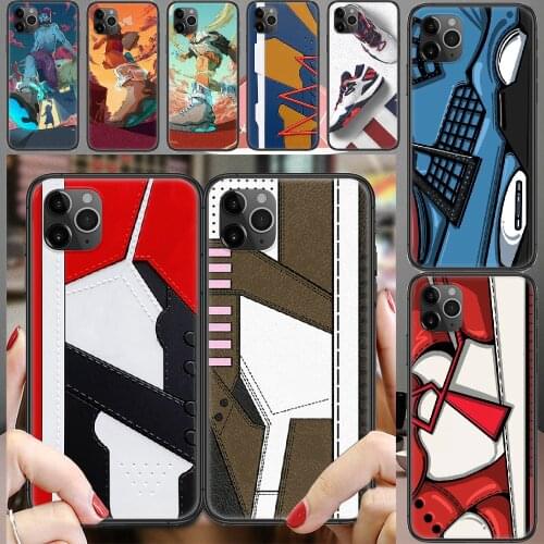 Sneakers Luxury Shoe Box Brand Phone Case Cover Hull For iphone 5 5s se 2 6 6s 7 8 12 mini plus X XS XR 11 PRO MAX black tpu